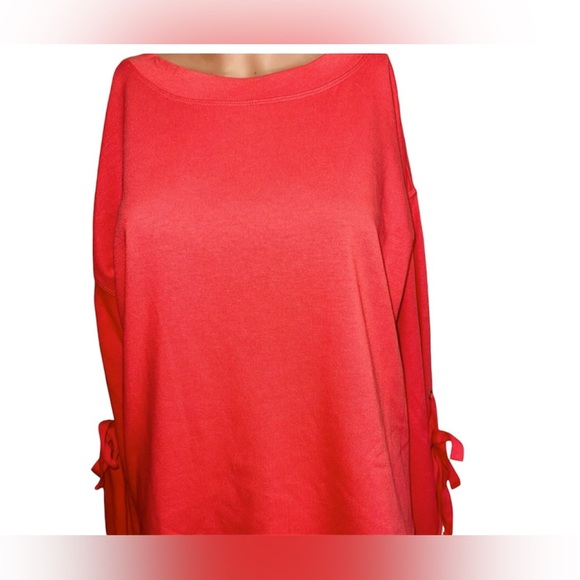 DONNA KARAN ACTIVE SWEATSHIRT LACE-UP WOMEN TIE-SLEEVES PINK COLOR SIZE LARGE - Picture 3 of 13